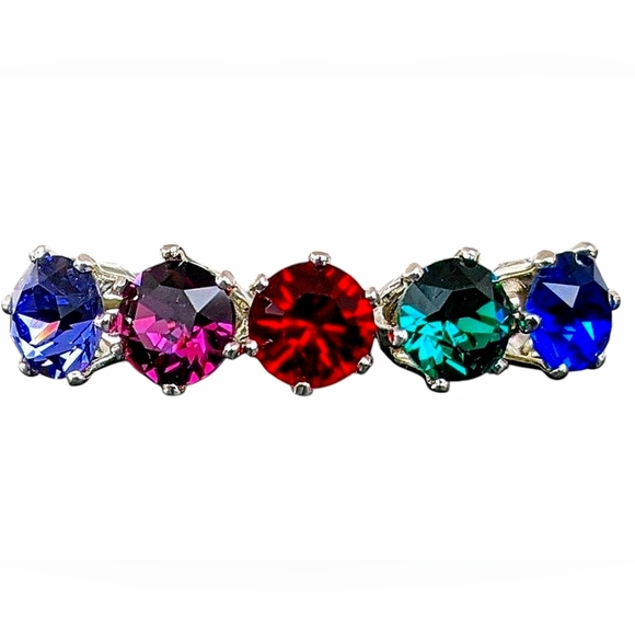 Crystals By Swarovski® Multi-Color Opaque Crystal Stud Earrings ~ Silver Overlay - Picture 2 of 10